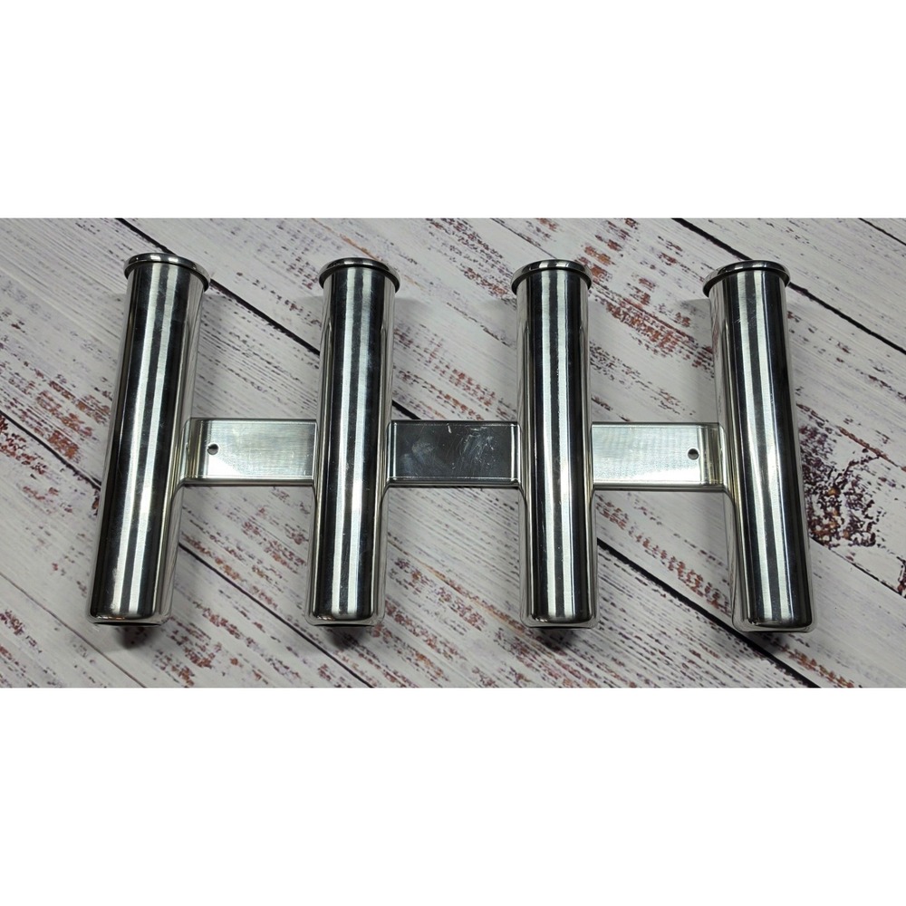 Unbranded 4 Tube Fishing Rod Holder Marine Boat 17.5" Silver Excellent Stainless
